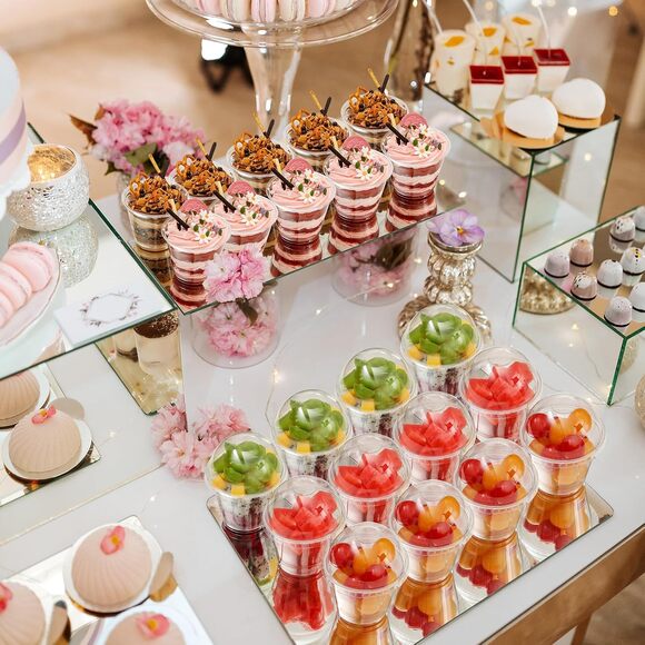 50 Sets 9 oz Clear Dessert Cups with Dome Lids No Hole for Parfait Fruit Cake - Picture 6 of 7